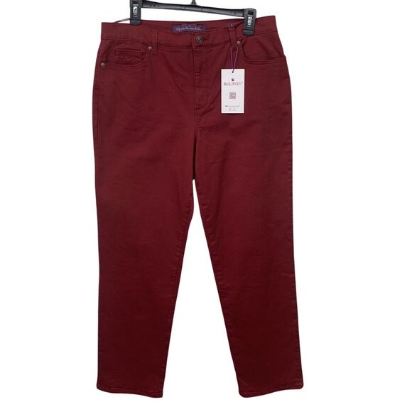 NWT Gloria Vanderbilt Womens Size 12 Amanda Deep Red Slimming Denim Cotton Jeans - Picture 1 of 4